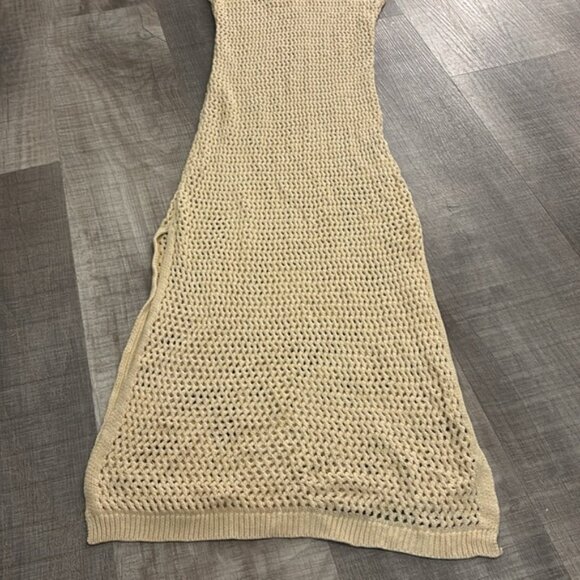 Beige open knit maxi coverup dress - Picture 2 of 9